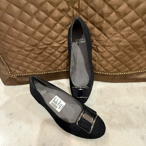 Stuart Weitzman Shoes - Stuart Weitzman Proper Goosebump Bow Women's Black Wedge Pumps Size 9